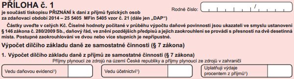 Jak vyplnit přílohu 1 daňového přiznání k dani z příjmu fyzických osob Daňové přiznání k dani z příjmu fyzických osob - jak vyplnit přílohu číslo 1 krok za krokem